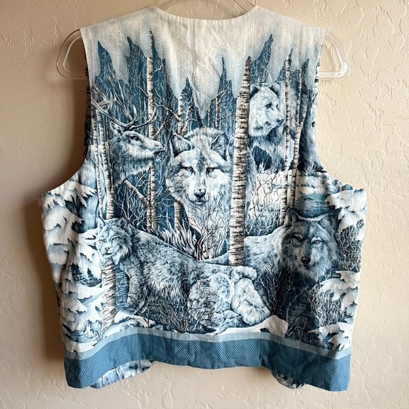 Handmade‎ Vintage Unisex Snow Animal Reversible Print Vest, White Blue, L - Picture 4 of 16